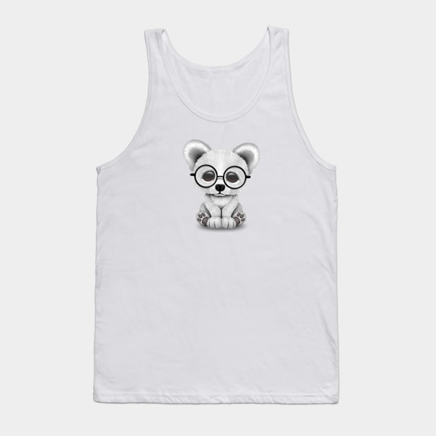 Cute Polar Bear Cub with Eye Glasses Tank Top by jeffbartels